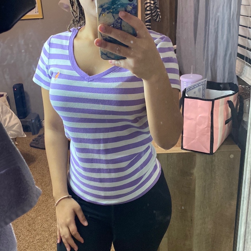 Stripped polo tee